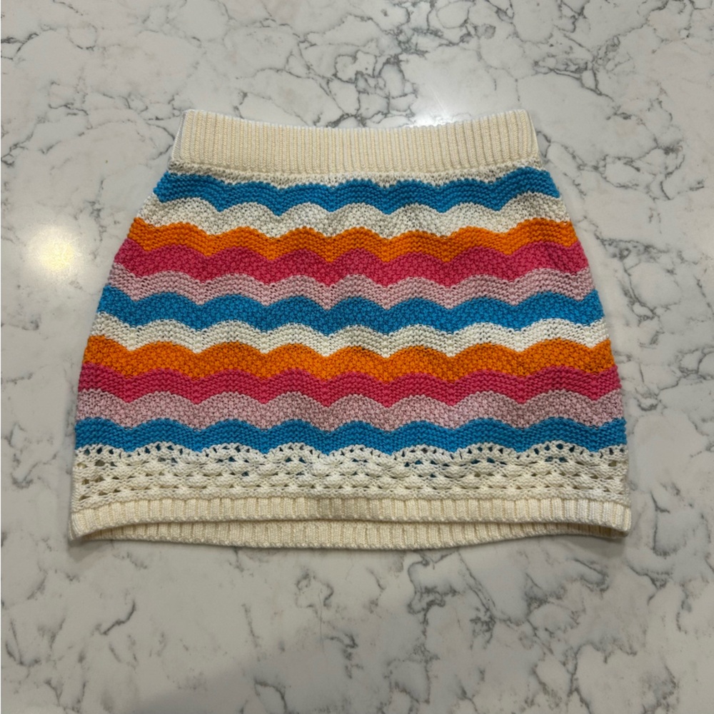 NWT Gap Kids 100% Cotton Crochet Style Striped Skirt Size XS (4-5)